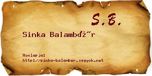 Sinka Balambér névjegykártya